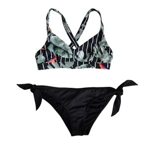 Skye Black Tropical Print 2 Piece Bikini Swimsuit